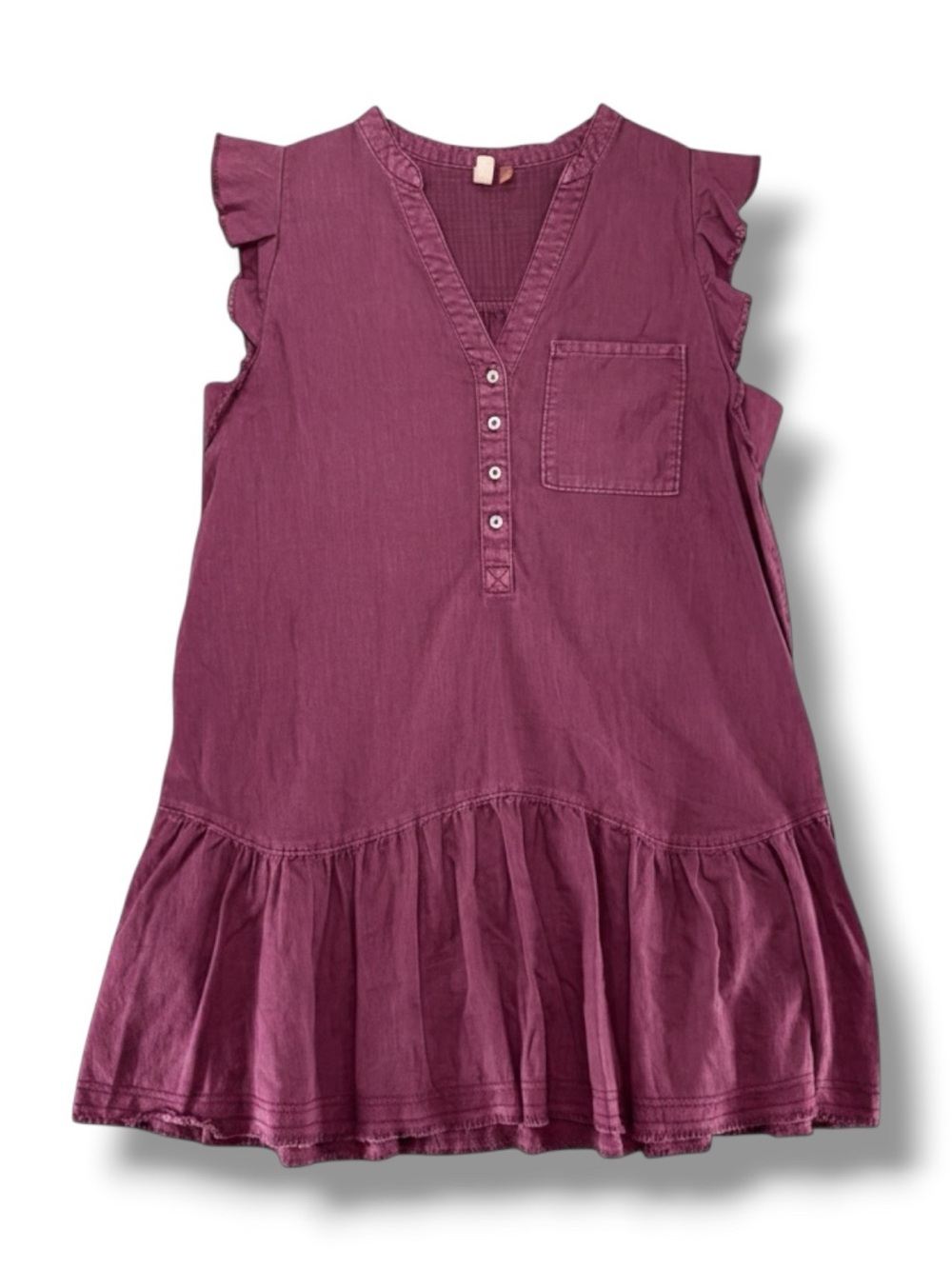 Anthropologie Plum Ruffle-Sleeve Mini Dress - Picture 3 of 9